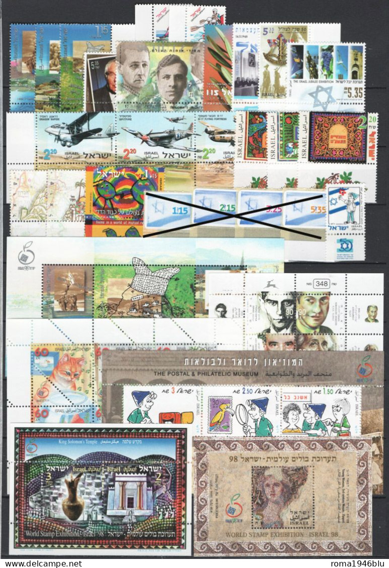 Israele 1998 Annata Quasi Completa Con Appendice / Almost Complete Year Set With Tab **/MNH VF - Volledig Jaar