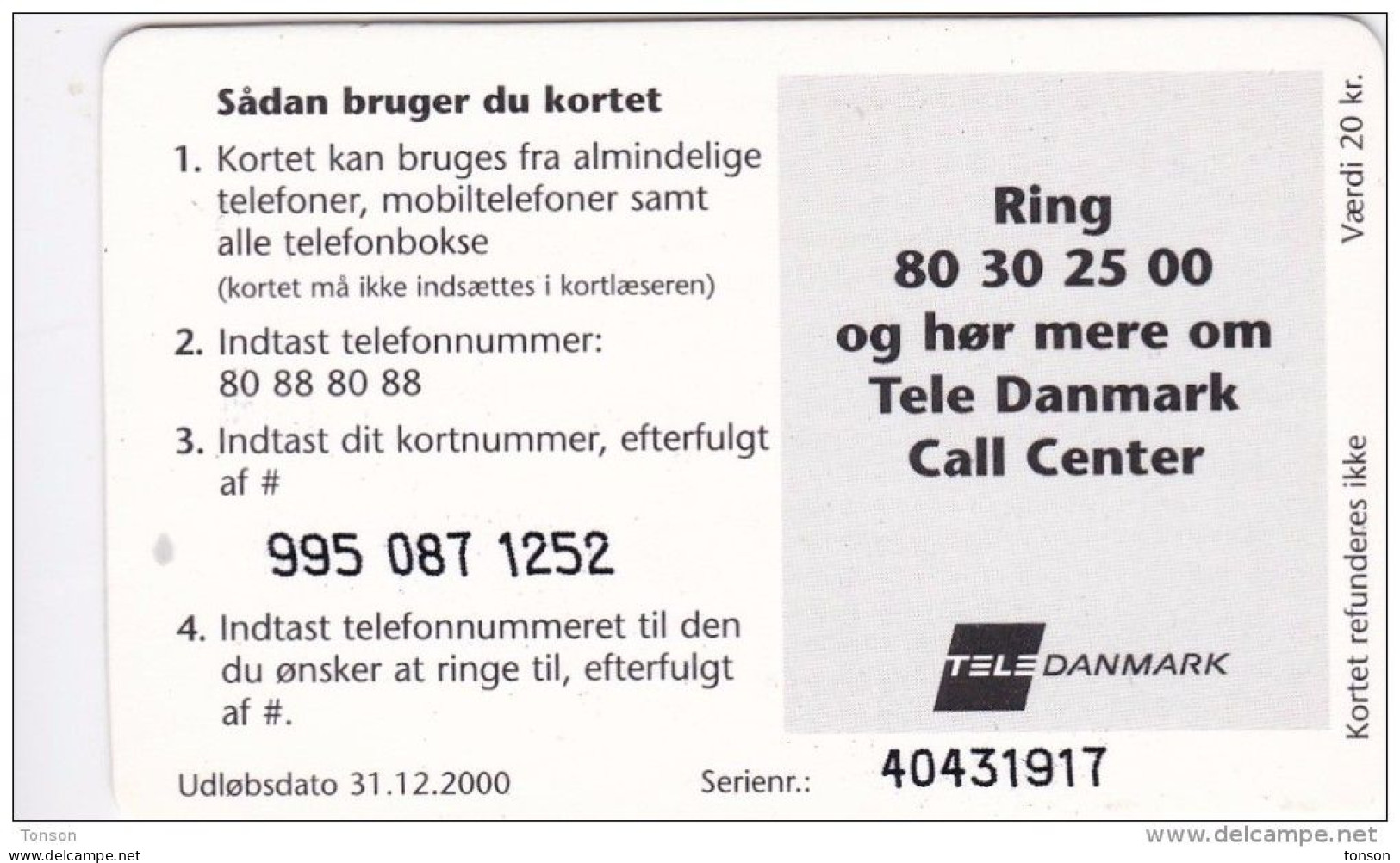 Denmark, CP 012, Giv Din Virksomhed..., Tdk Call Center, Apple, Only 1250 Issued, 2 Scans. - Dinamarca