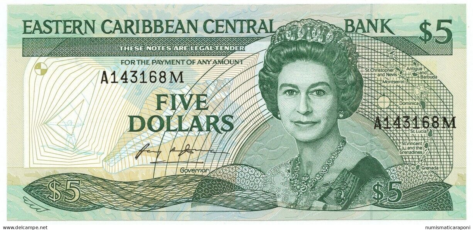 5 DOLLARS EASTERN CARIBBEAN CENTRAL BANK 1986/88 FDS Lotto.589 - East Carribeans