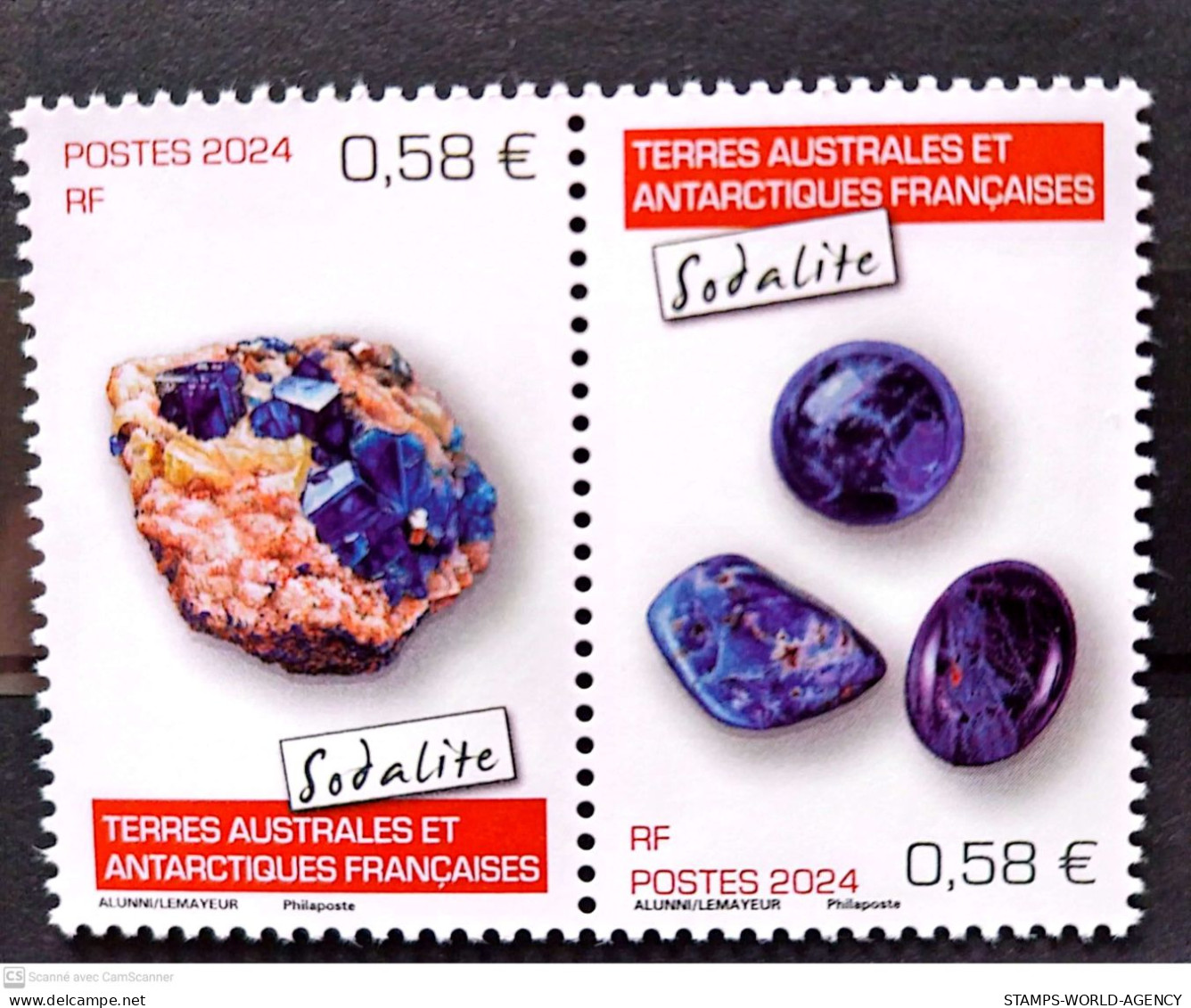 2024-01- TAAF- SFAT-   MINERALS SODALITE        2V      MNH** - Neufs