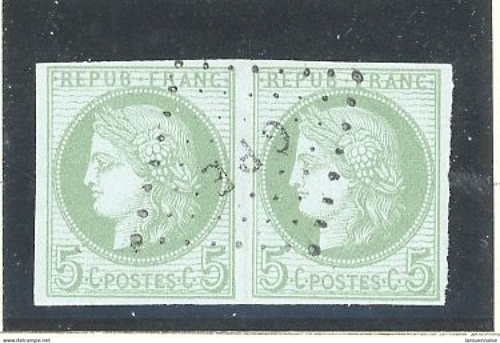 GUADELOUPE N°17 COLONIES GÉNÉRALES-PAIRE CERÈS 5 C VERT /AZURÉ-OBL LOSANGE G P E - Oblitérés