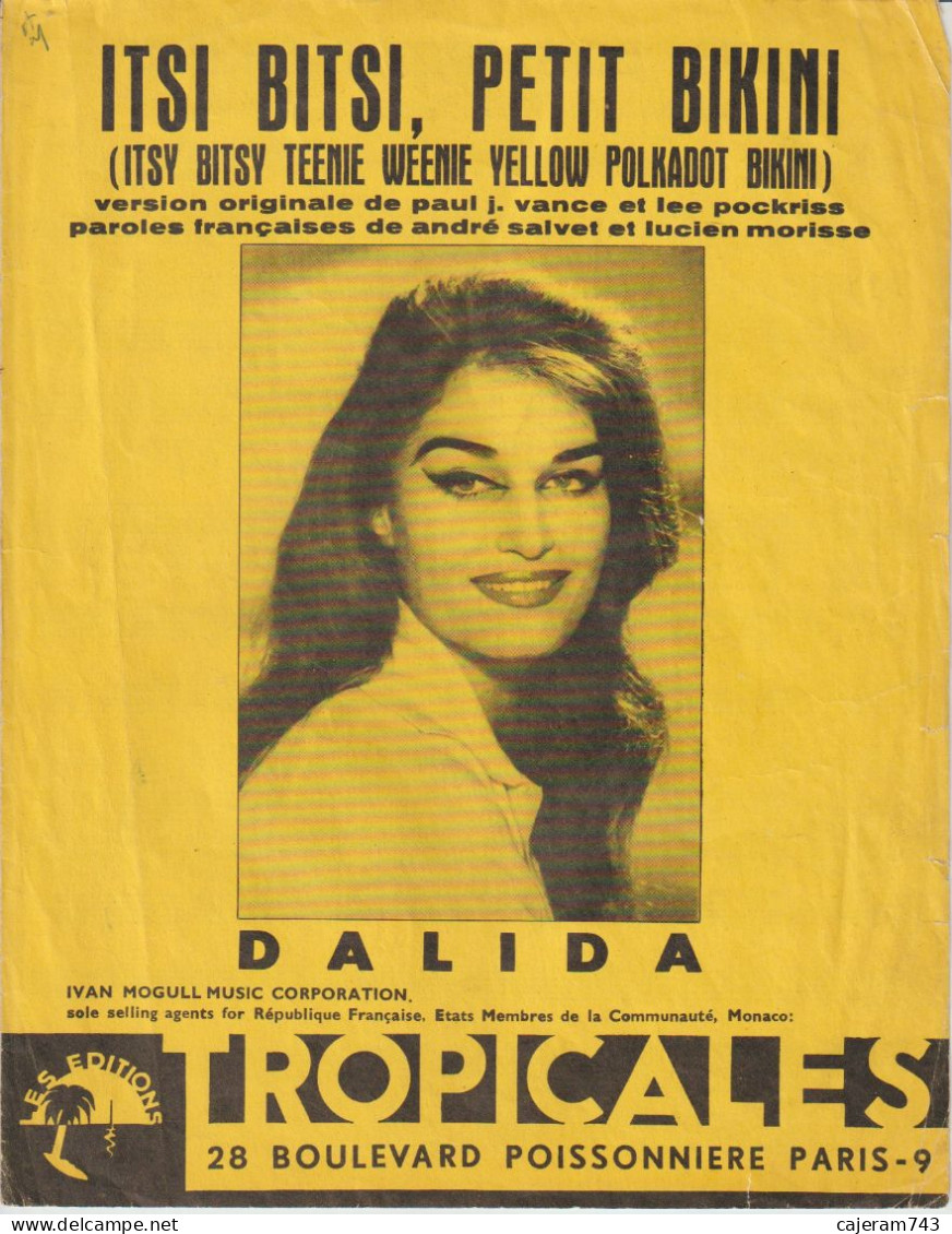 DALIDA Partition : ITSI BITSI, PETIT BIKINI - Vocals