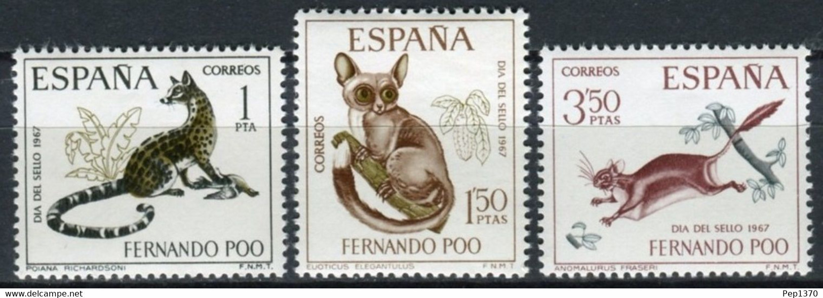 FERNANDO POO 1967 - DIA DEL SELLO - FAUNA - EDIFIL 259-261** - Fernando Po