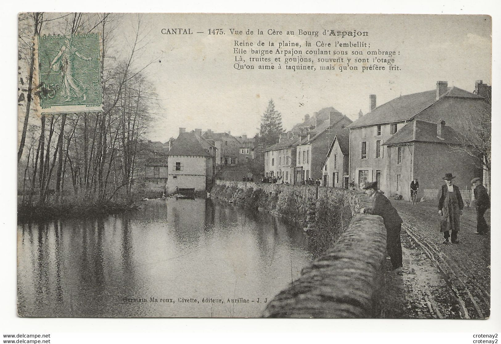 15 ARPAJON SUR CERE Vue De La Cère Au Bourg N°1475 Beaux Personnages Tablier Vélo - Arpajon Sur Cere