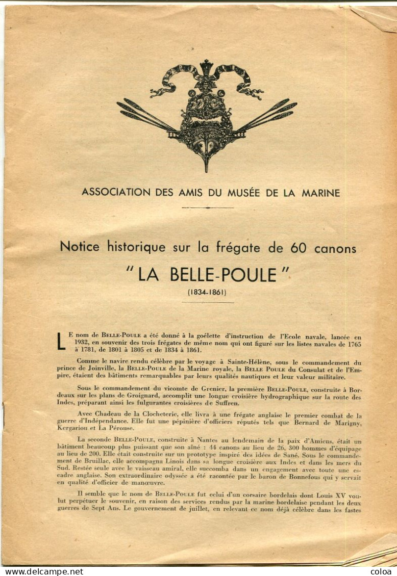 Association Des Amis Du Musée De La Marine Maquette La Belle Poule Plan En 5 Feuilles 1/75° - Andere Pläne