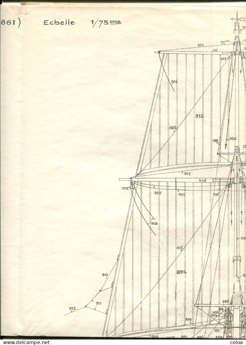 Association des Amis du Musée de la Marine Maquette La Belle Poule Plan en 5 feuilles 1/75°