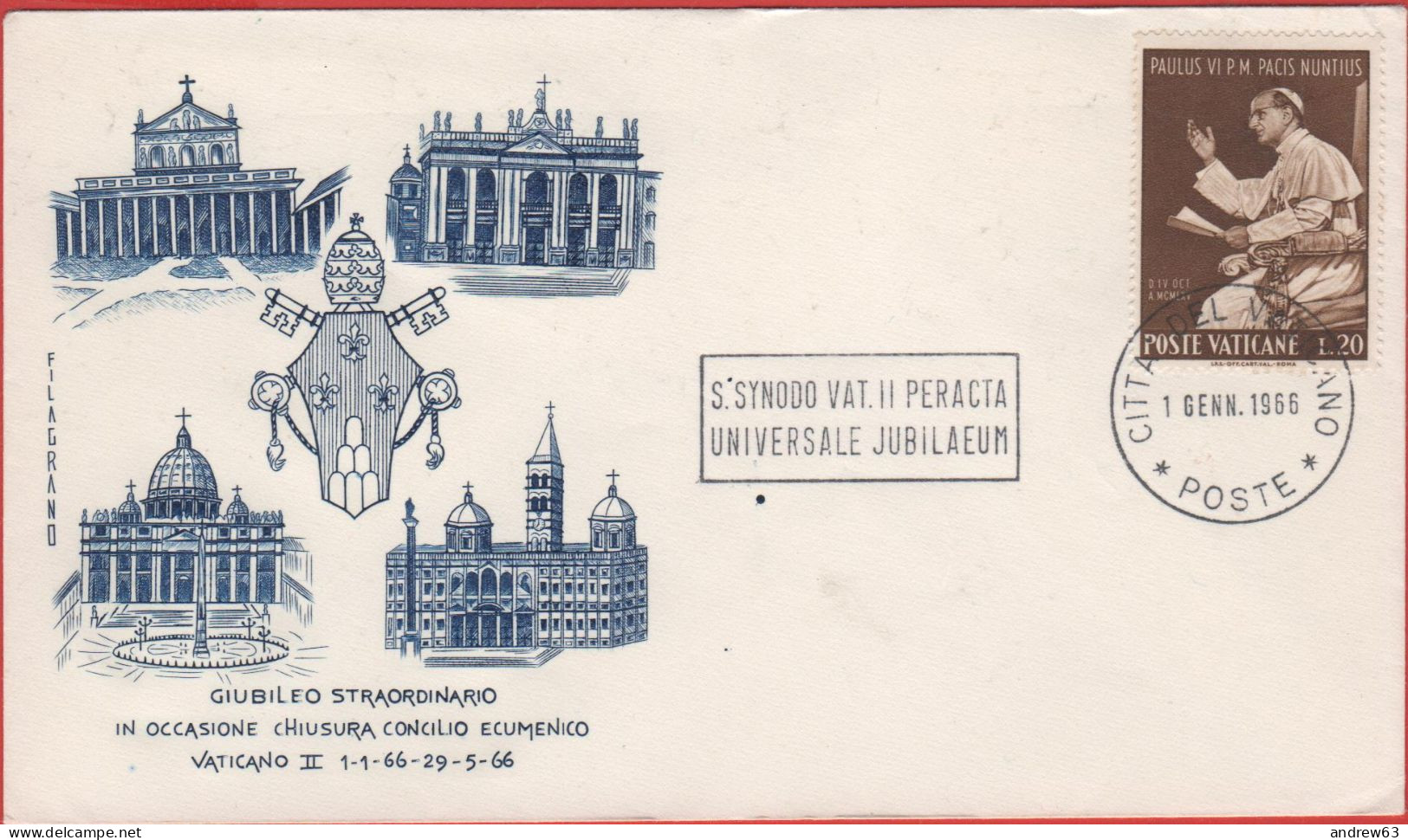 Vaticano - Vatican - Vatikan - 01.01.1966 - Giubileo Straordinario In Occasione Chiusura Concilio Ecumenico Vaticano II - Covers & Documents