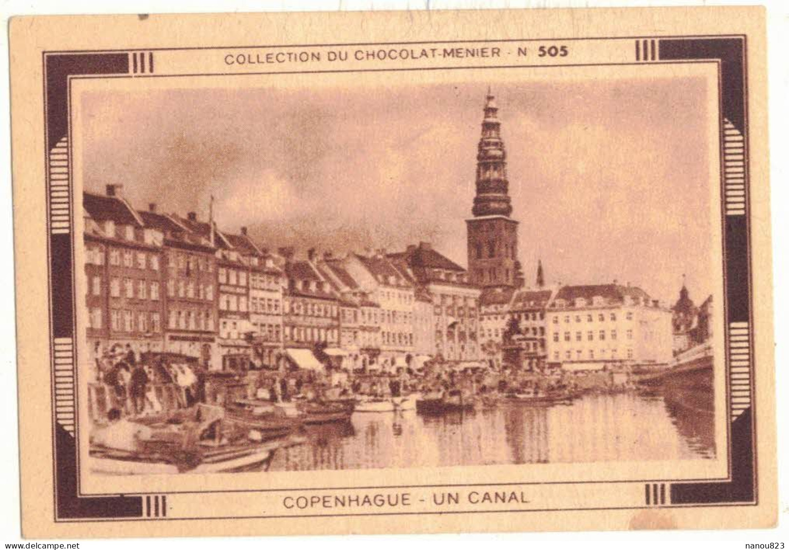 IMAGE CHROMO CHOCOLAT MENIER N° 505 DANEMARK COPENHAGUE UN CANAL BATEAUX - Menier