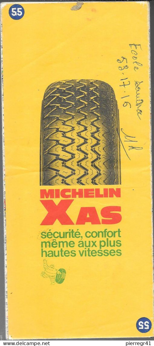 CARTE-ROUTIERE-MICHELIN-N °55-1971-11é Ed-CAEN-PARIS-Imprim Dechaux-BE ETAT-Pas De Plis Coupés - Strassenkarten