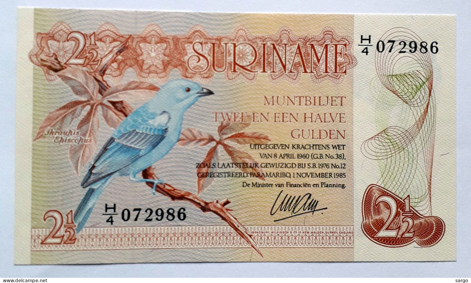 SURINAM - 2,50 GUILDEN - P 119 (1985) - UNC - BANKNOTES - PAPER MONEY - CARTAMONETA - - Surinam