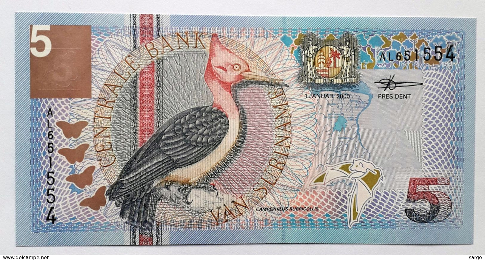 SURINAM - 5 GUILDEN - P 146 (2000) - UNC - BANKNOTES - PAPER MONEY - CARTAMONETA - - Surinam