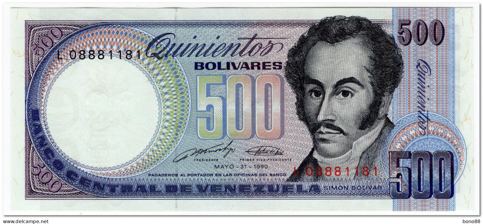 VENEZUELA,500 BOLIVARES,1990,P.67d,UNC - Venezuela