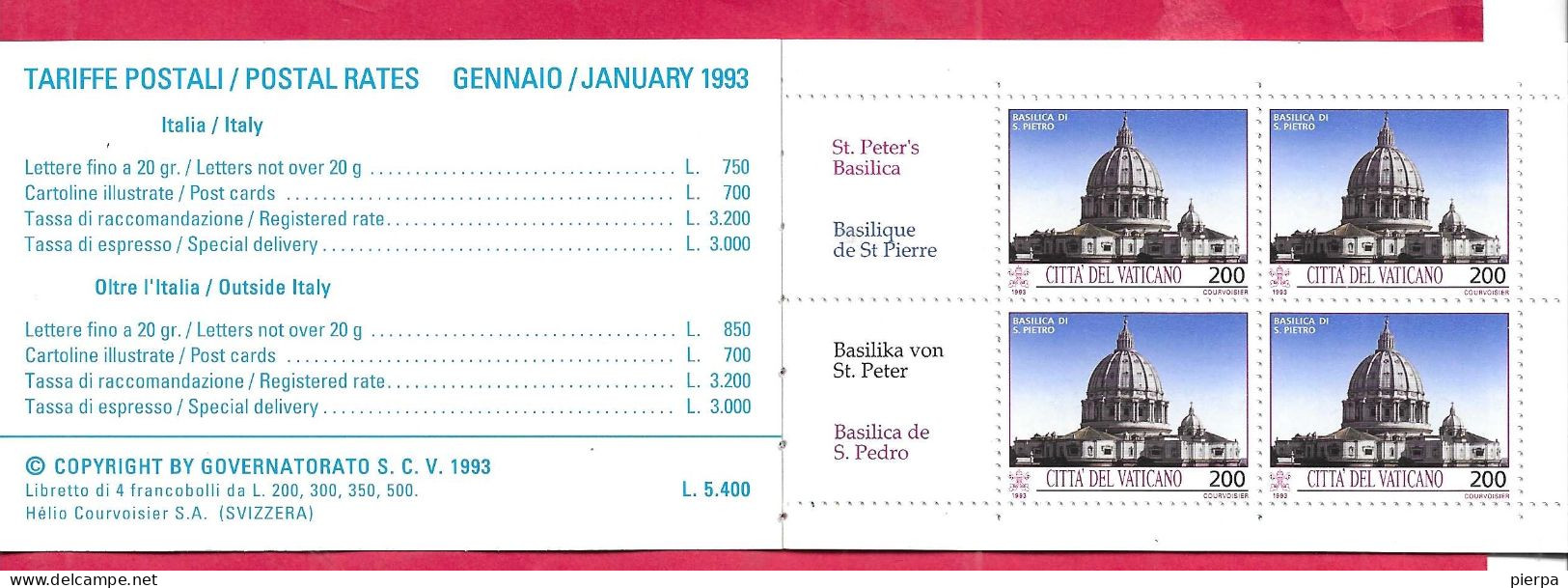 VATICANO - 1993 - TESORI D'ARTE IN VATICANO -  LIBRETTO- NUOVO MNH** ( YVERT C942 - MICHEL 1080\92  - SS LIB 3) - Booklets