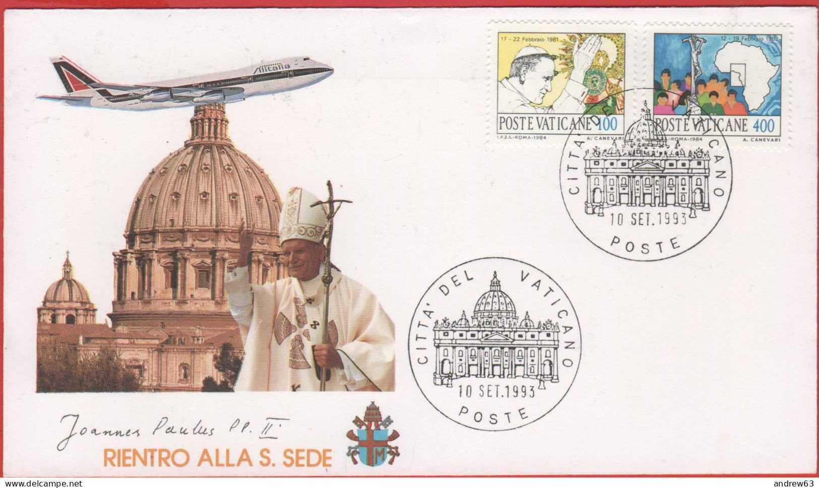 Vaticano - Vatican - Vatikan - 10.09.1993 - Rientro Del Santo Padre Alla S.Sede - Return To The Holy See - FDC - Brieven En Documenten