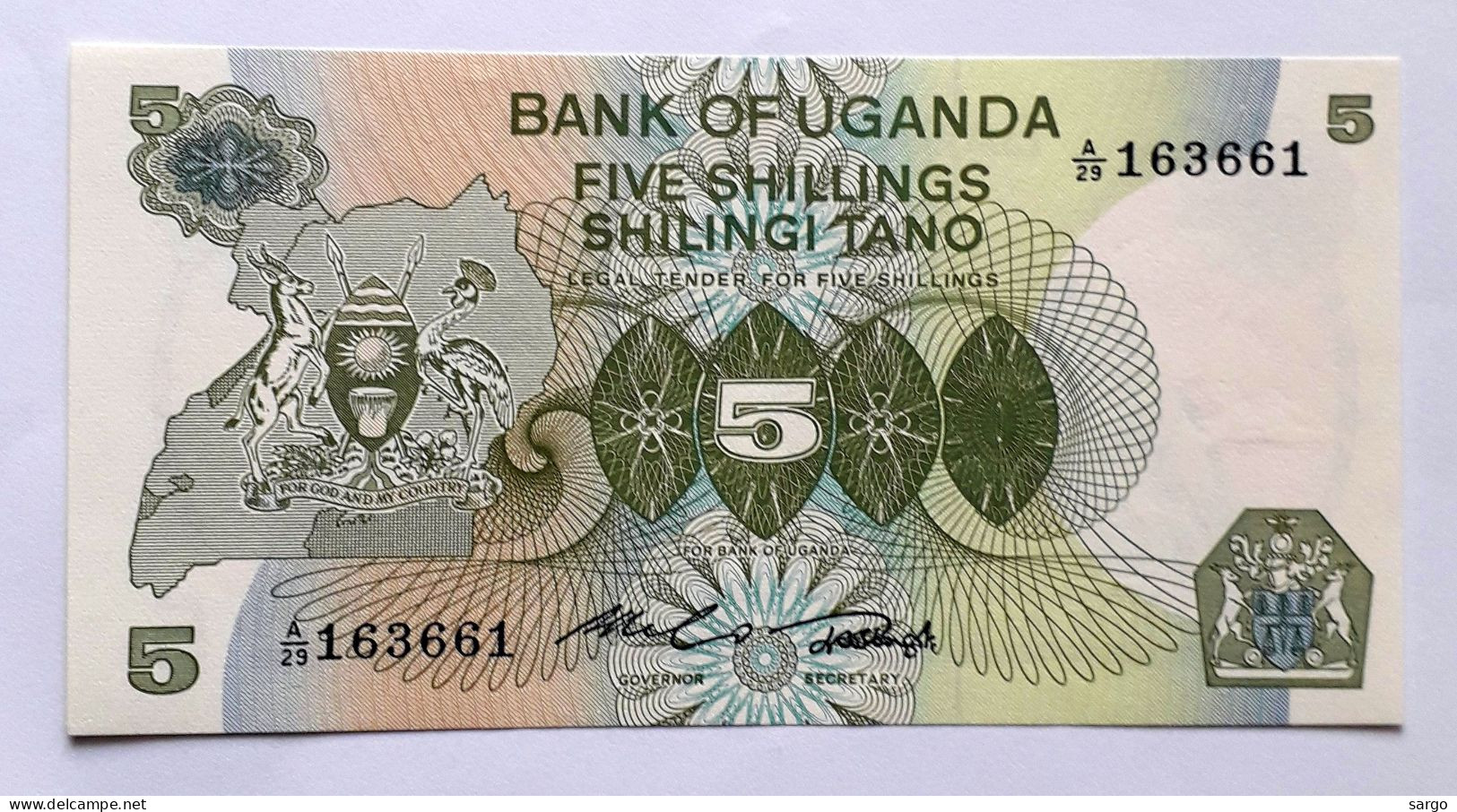 UGANDA - 5 SHILLINGS - P 15 (1982)  - UNC - BANKNOTES - PAPER MONEY - CARTAMONETA - - Uganda