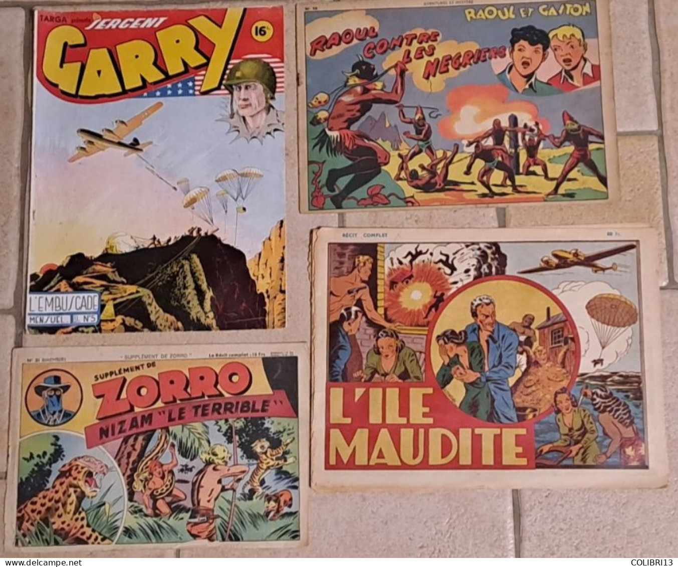 RECITS COMPLETS Lot De 4RC GARRY N°5 1948 AVENTURES & MYSTERE N°98 Supplément De ZORRO N°31  L ILE MAUDITE 1945 T.CHAN - Wholesale, Bulk Lots