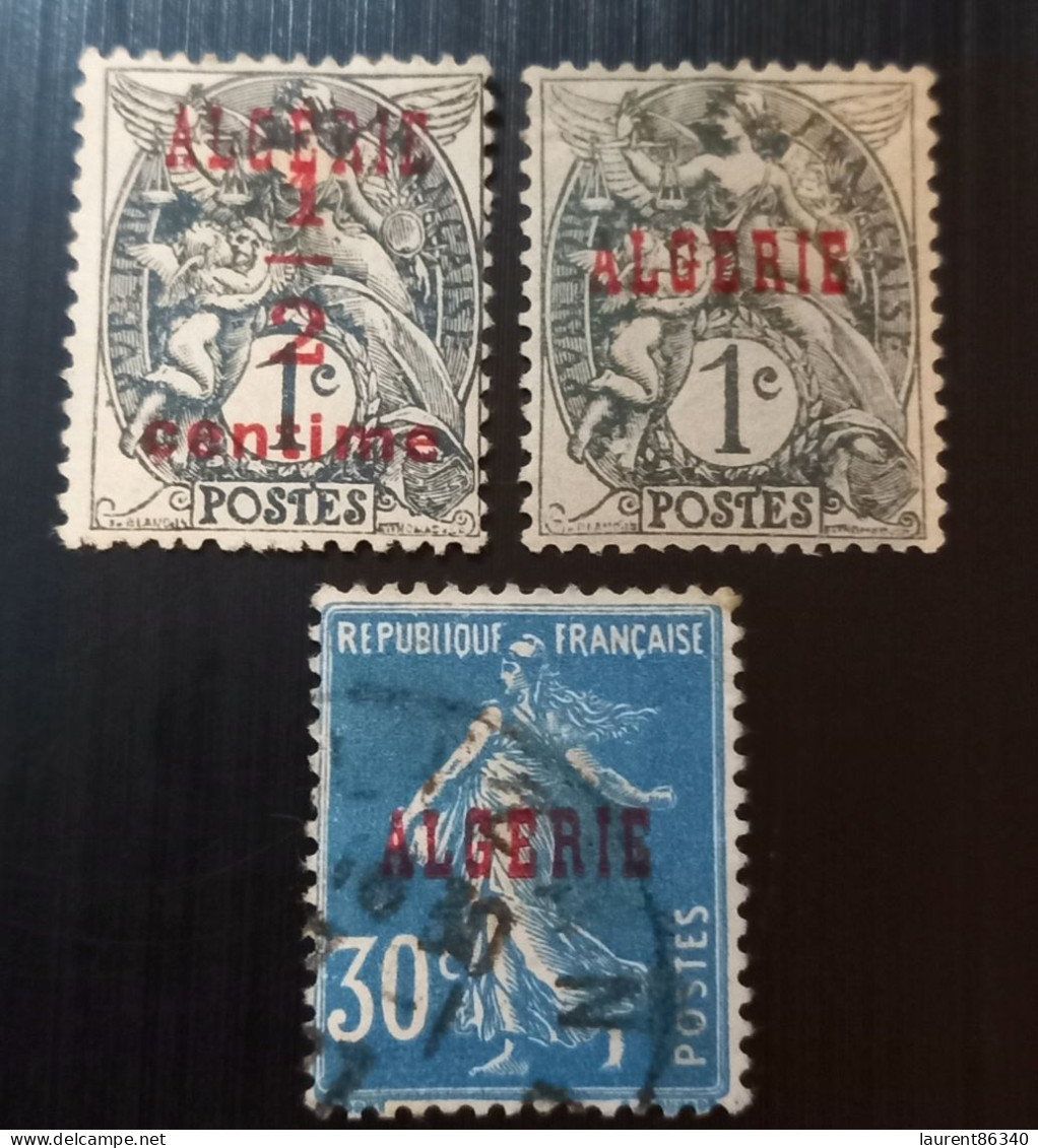 Algérie 1924 -1926 Timbres Français Avec Surimpression "ALGERIE" En Rouge -  Modèle: Pasteur - Oblitérés