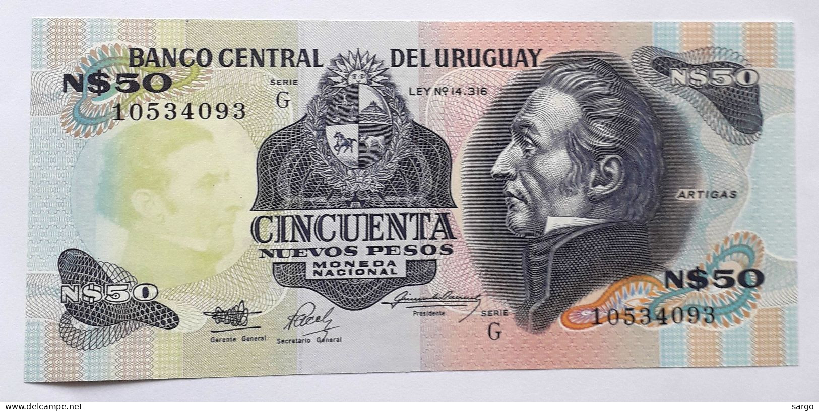 URUGUAY - 50 NUEVOS PESOS - P 61A (1989)  - UNC - BANKNOTES - PAPER MONEY - CARTAMONETA - - Turkménistan