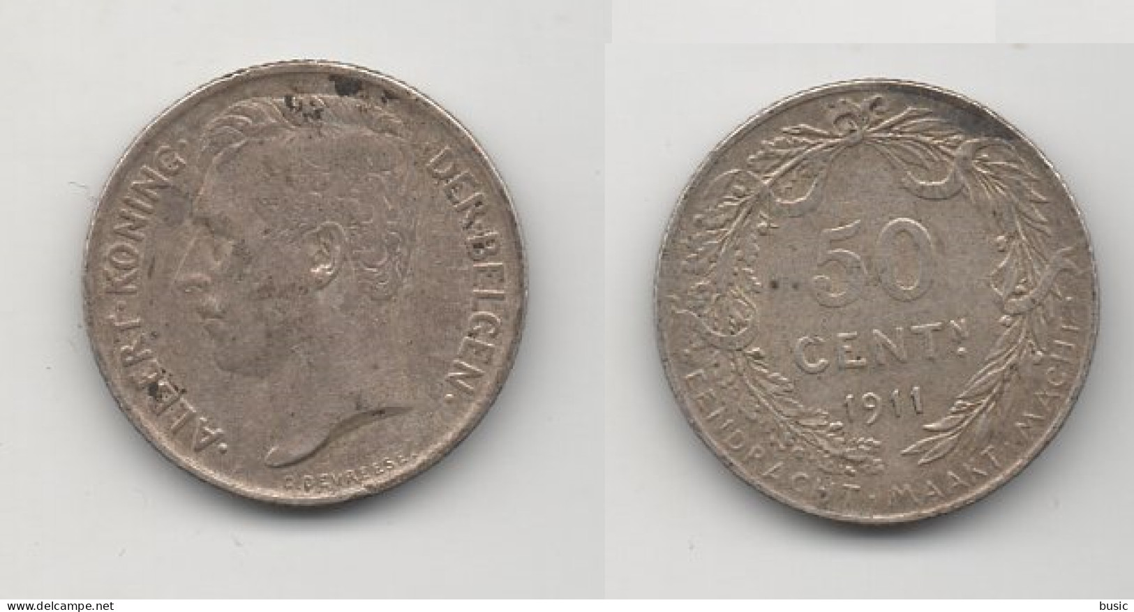 + BELGIQUE + 50 CENTIMES 1911 + - 50 Cents