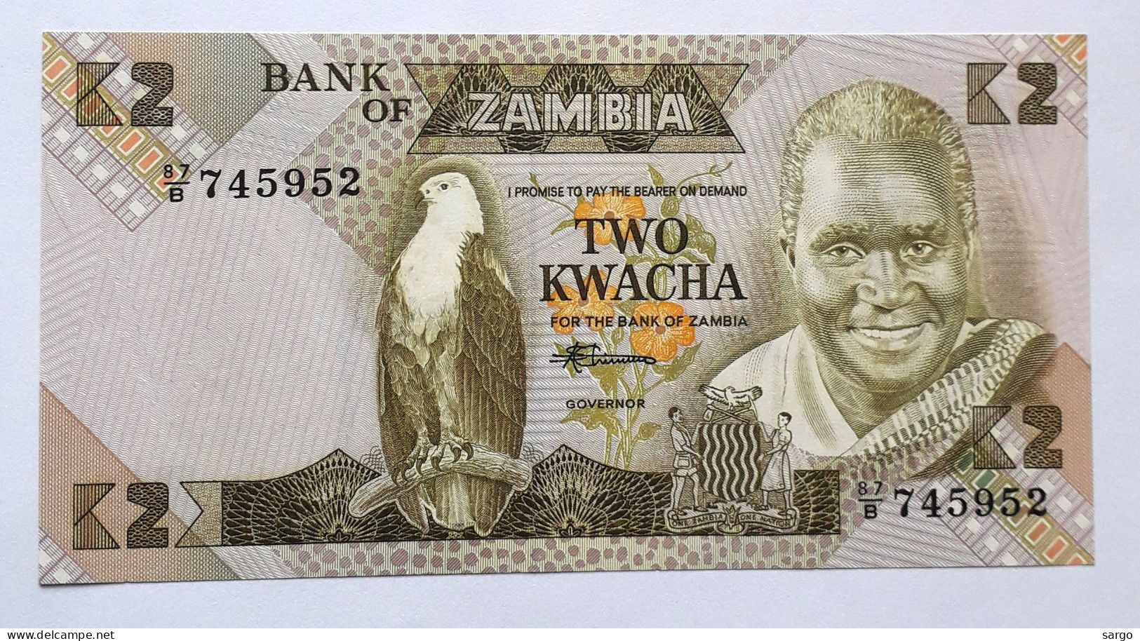 ZAMBIA - 2 KWACHA - P 24 (1980-1988)  - UNC - BANKNOTES - PAPER MONEY - CARTAMONETA - - Sambia