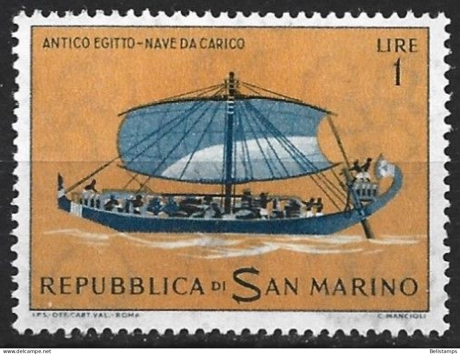 San Marino 1963. Scott #540 (MH) Ancient Ship, Egyptian Cargo - Neufs