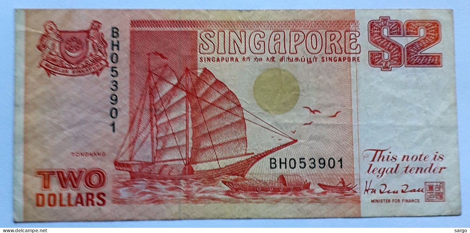 SINGAPORE - 2 DOLLARS - P 27  (1990)  - CIRC -  BANKNOTES - PAPER MONEY - CARTAMONETA - - Singapore