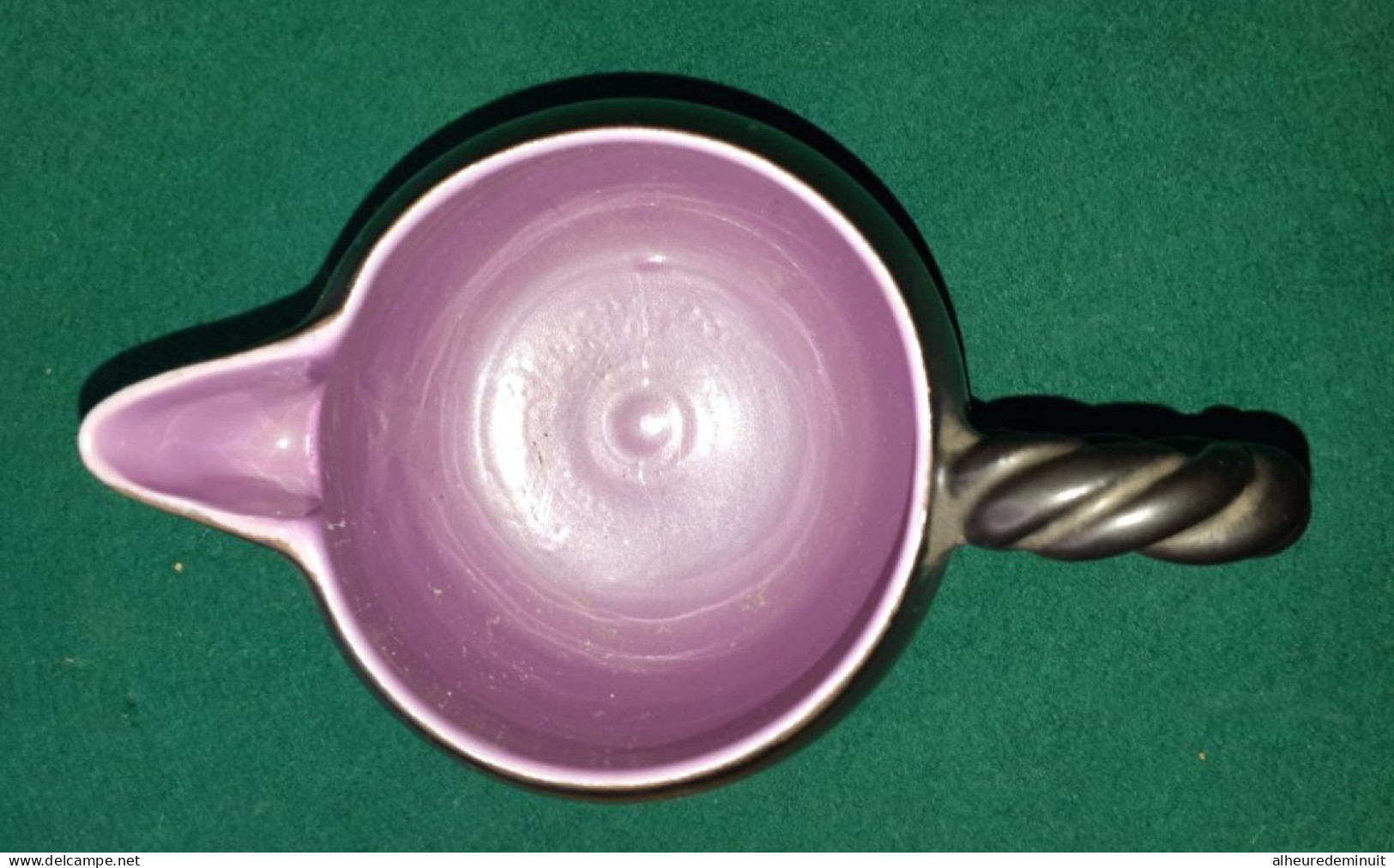 Lot ceramique CERAMONY Vallauris Signé"2 tasses"un pot à  lait"1950-1960"violet"service à  café "circa