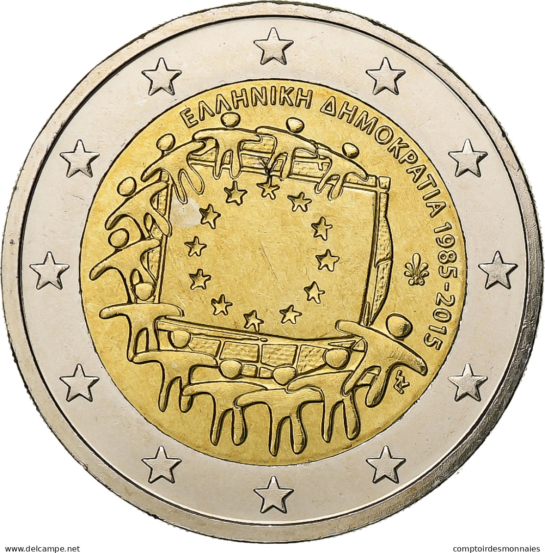 Grèce, 2 Euro, 30 Ans   Drapeau Européen, 2015, Bimétallique, SPL+, KM:272 - Griechenland