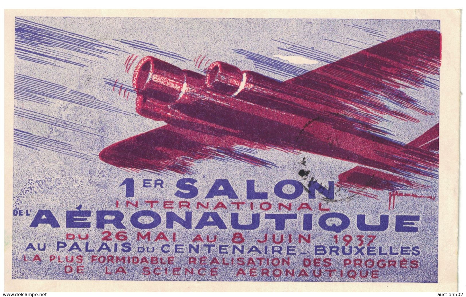 CP 1er Salon Aéronautique BXL 1937 Combinaison TP Belges & Français Obl BXL Aéroport 31/5/37 & Paris 1/6 - Storia Postale