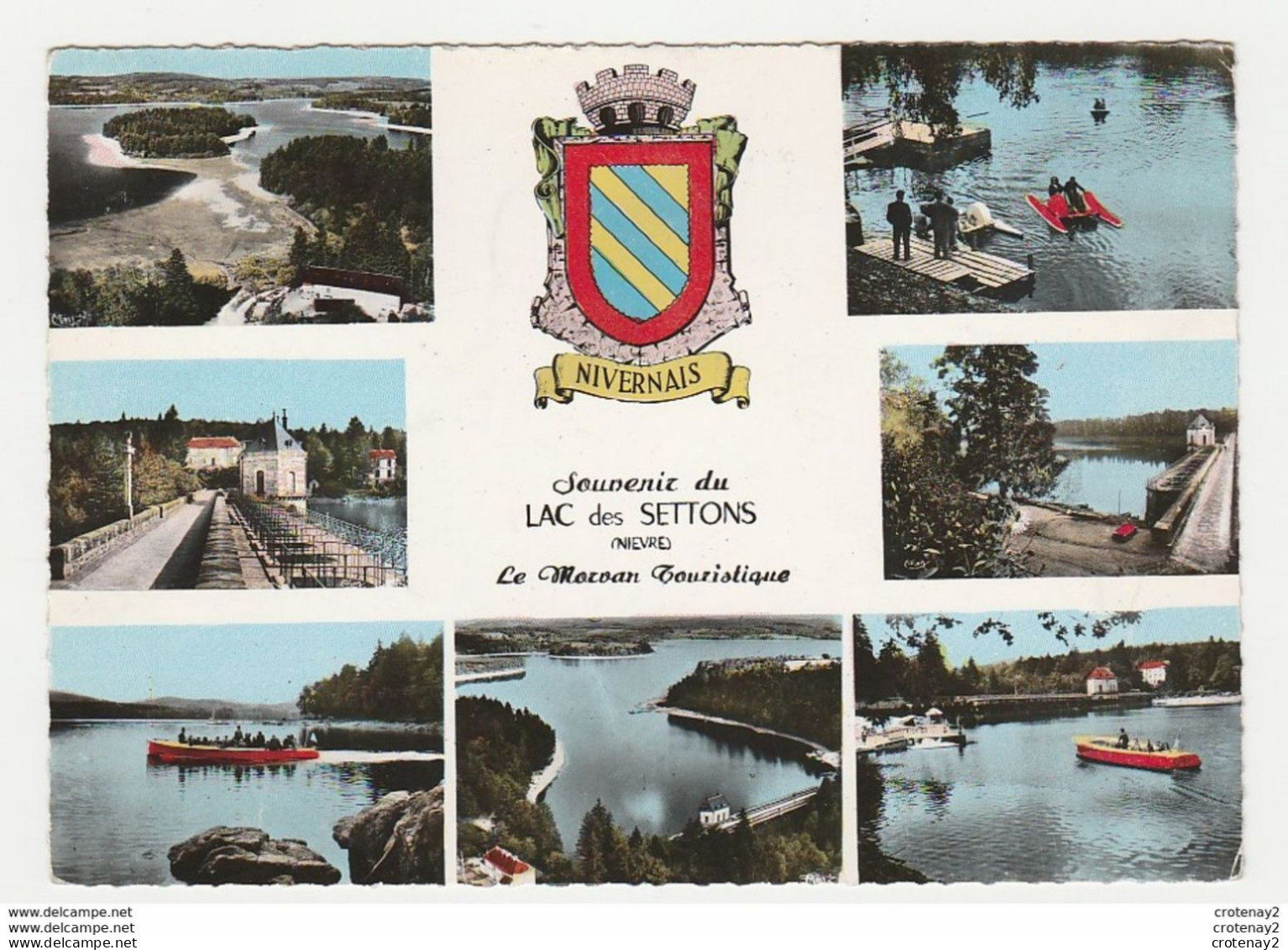 58 Le Lac Des SETTONS Vers Montsauche En 7 Vues Et Blason En 1964 La France Touristique 58.11 VOIR DOS - Montsauche Les Settons