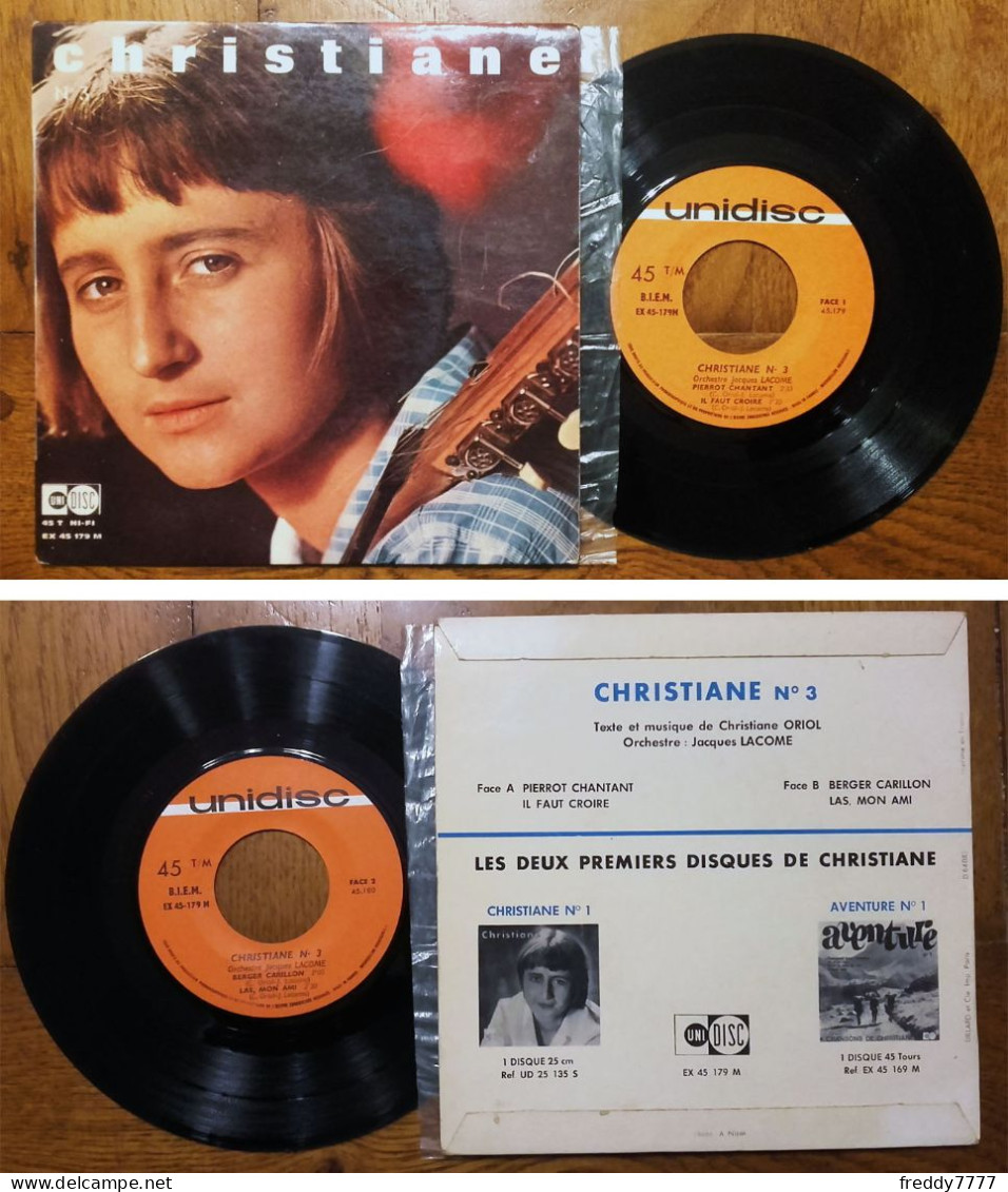 RARE French EP 45t RPM BIEM (7") CHRISTIANE «Pierrot Chantant» +3 (1964) - Collector's Editions
