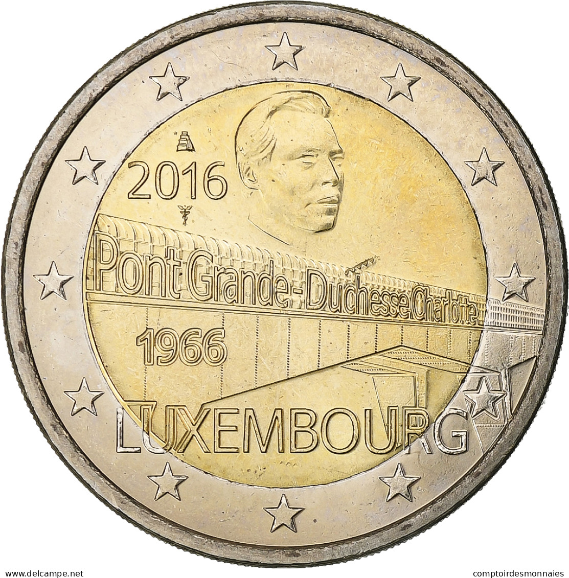 Luxembourg, 2 Euro, 2016, Bimétallique, SPL - Luxemburg