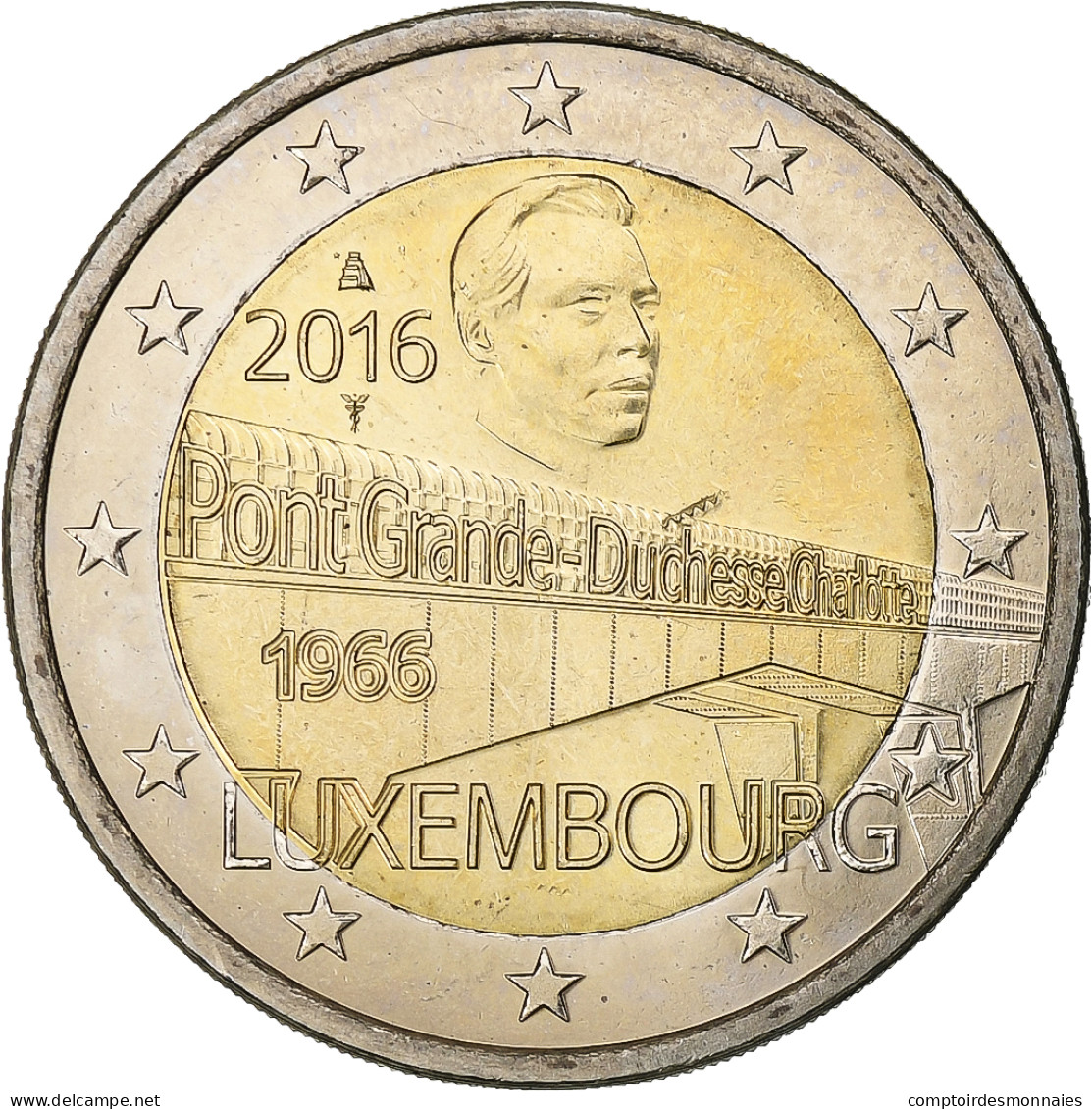 Luxembourg, 2 Euro, 2016, Bimétallique, SPL - Lussemburgo