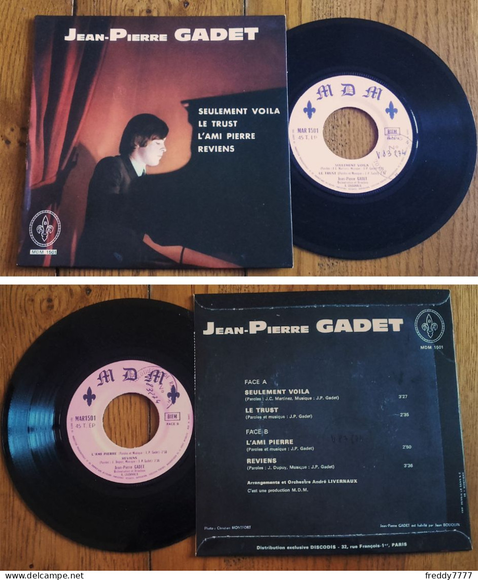 RARE French EP 45t RPM BIEM (7") JEAN-PIERRE GADET «Seulement Voila» +3 (1968) - Blues