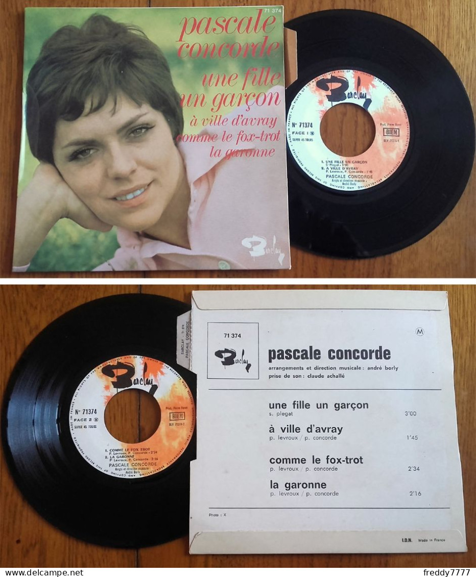 RARE French EP 45t RPM BIEM (7") PASCALE CONCORDE «Une Fille Un Garçon» +3 (Lang, 1969) - Collectors