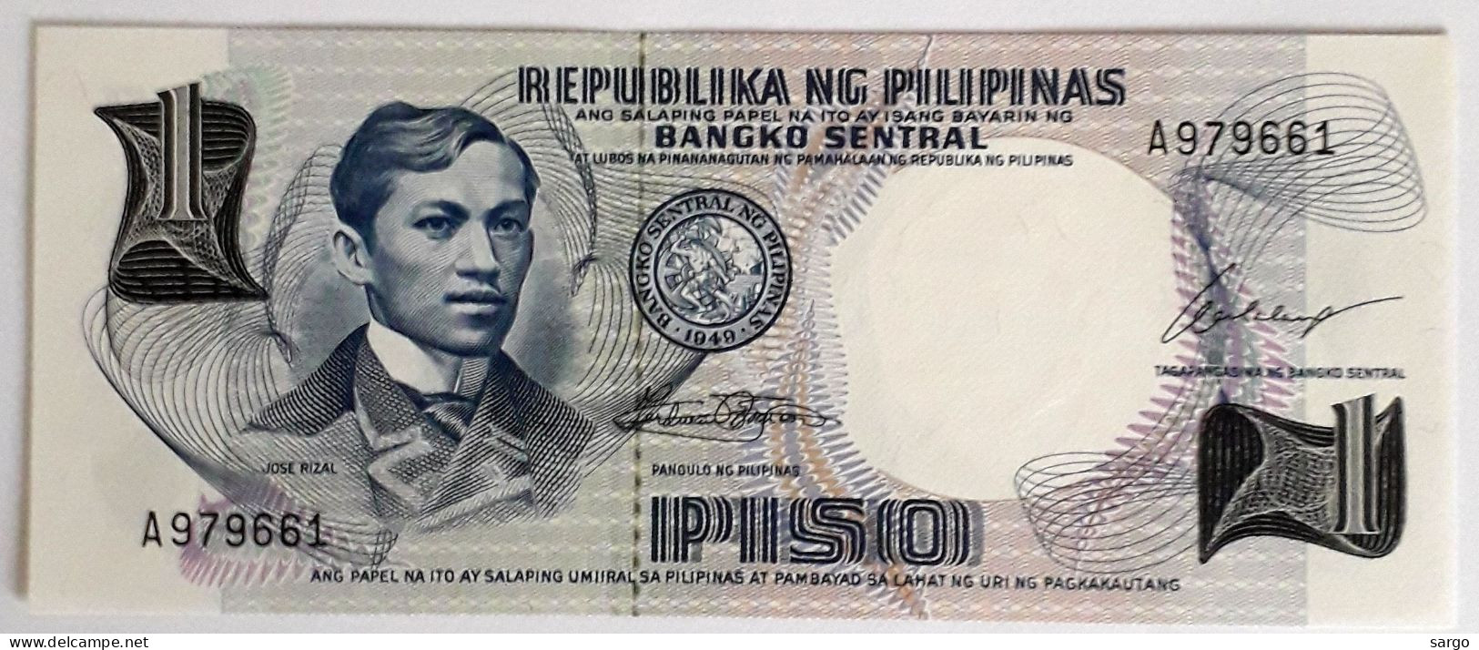 PHILIPPINES  - 1 PISO  - P 142 (1969) - UNC - BANKNOTES - PAPER MONEY - CARTAMONETA - - Filippijnen