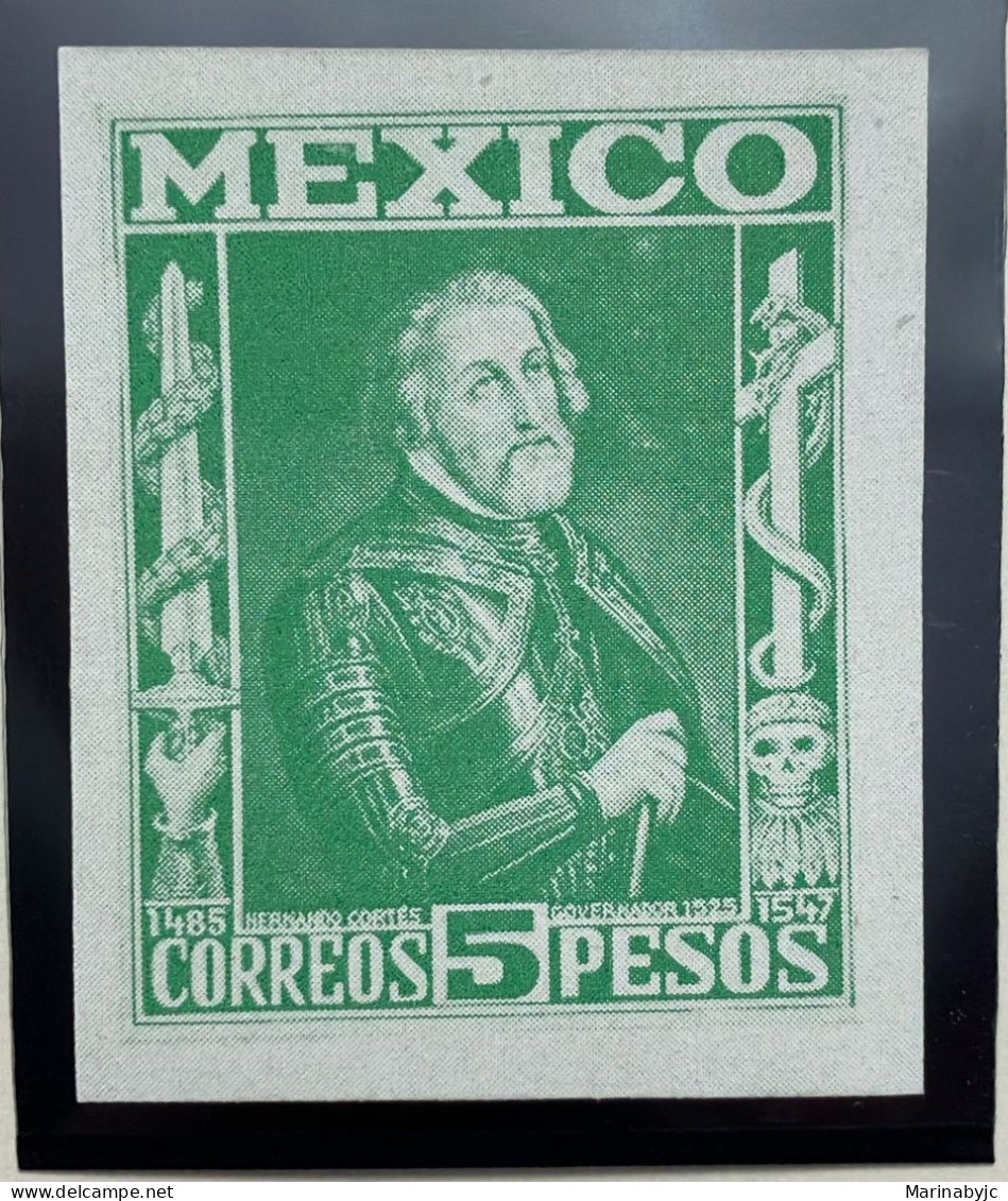 Baja.P) 1930 MEXICO, KOSSEL PROOF, HERNANDO CORTES GOVERNOR GREEN, MEXICO CORREOS, XF - Mexico