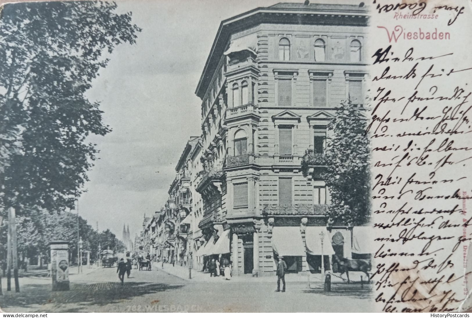 Wiesbaden, Rheinstrasse, Litfassäule, Ca. 1903 - Wiesbaden