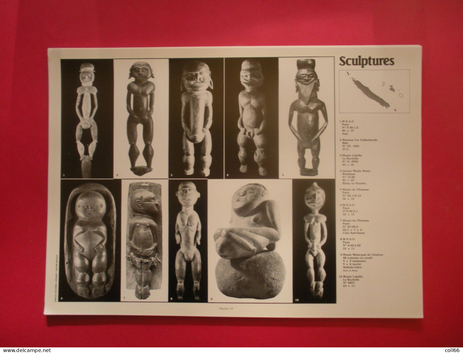 RARE Sculptures Kanak Art Tribal 22 planches qualité photo 43x30.8 cm et chemise par Roger Boulay