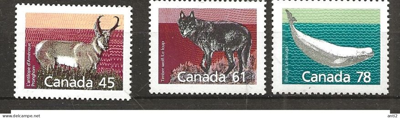 Canada 1990 Pronghorn, Wolf, Beluga Whale, Mi 1163-1165 MNH(**) - Neufs