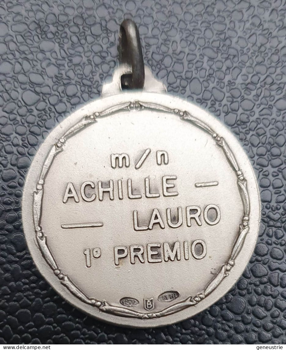 Pendentif Médaille Argent 800 Du Paquebot "m/n Achille Lauro 1° Premio" - Kunst