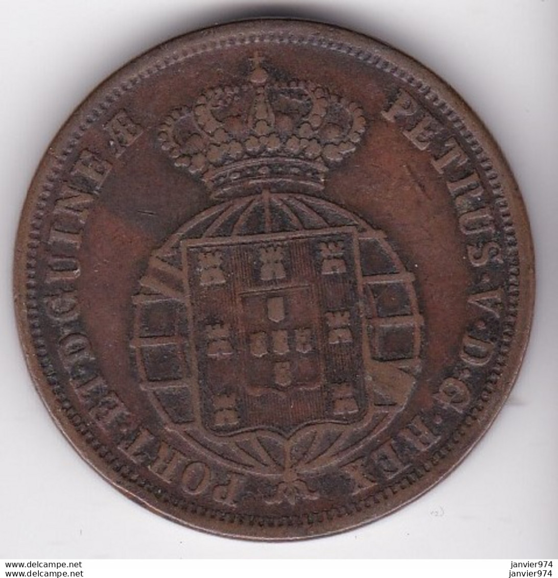 Colonie Portugaise, Angola, 1 Macuta 1860. Pedro V. En Cuivre, KM# 59  - Angola