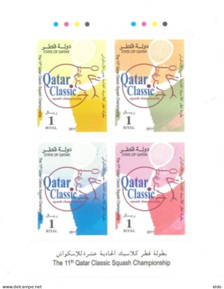 QATAR  -  2011, MINIATURE STAMPS SHEET OF THE 11th QATAR CLASSIC SQUASH CHAMPIONSHIP, UMM (**). - Qatar