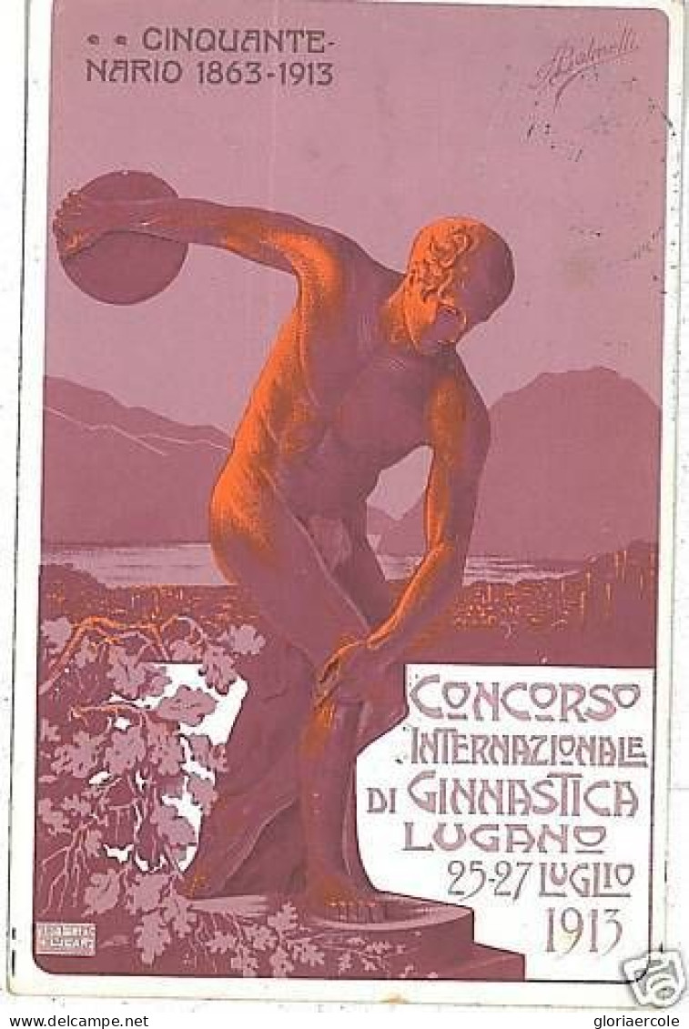 SPO012 - CARTOLINA D'Epoca ILLUSTRATA - CONCORSO GINNASTICA:  LUGANO - 1913 Gymnastics SWITZERLAND - Gymnastik