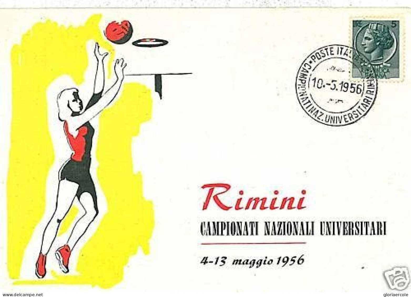 SPO011 -- CARTOLINA Epoca PUBBLICITARIA -- RIMINI 1956 - UNIVERSTARI - BASKETBALL - Basket-ball