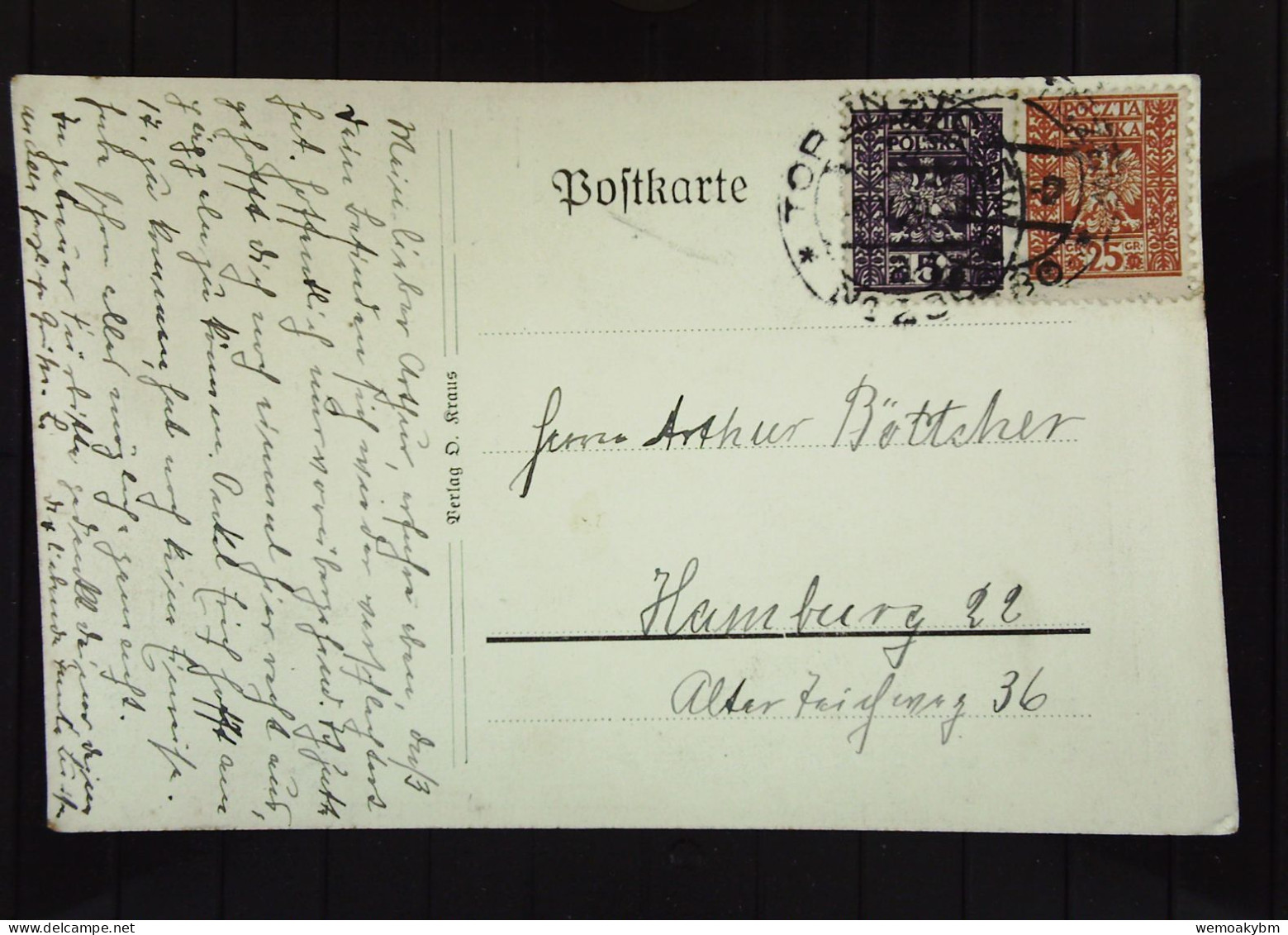 Polen: Postkarte Mit 2 X POLSKA. 25 Gr MiF Um 1930 Nach Hamburg - Rs. Mit Spruch Von Paul Gerhardt - Lettres & Documents