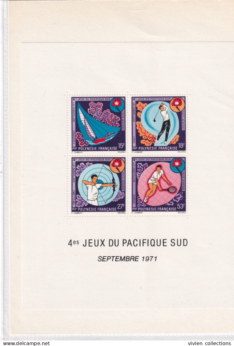 Polynésie Française Bloc Feuillet BF N° 2 Des Timbres De Poste Aérienne 4eme Jeux Du Pacifique Sud De 1971 Neuf ** - Blocs-feuillets