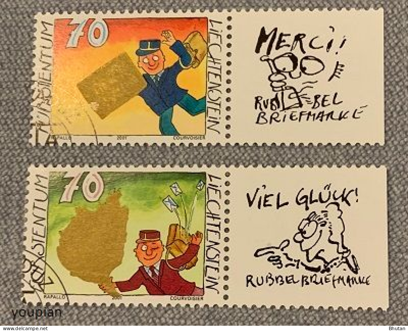 Liechtenstein 2001, Greetings, Cancelled Unusual Stamps Set - Oblitérés