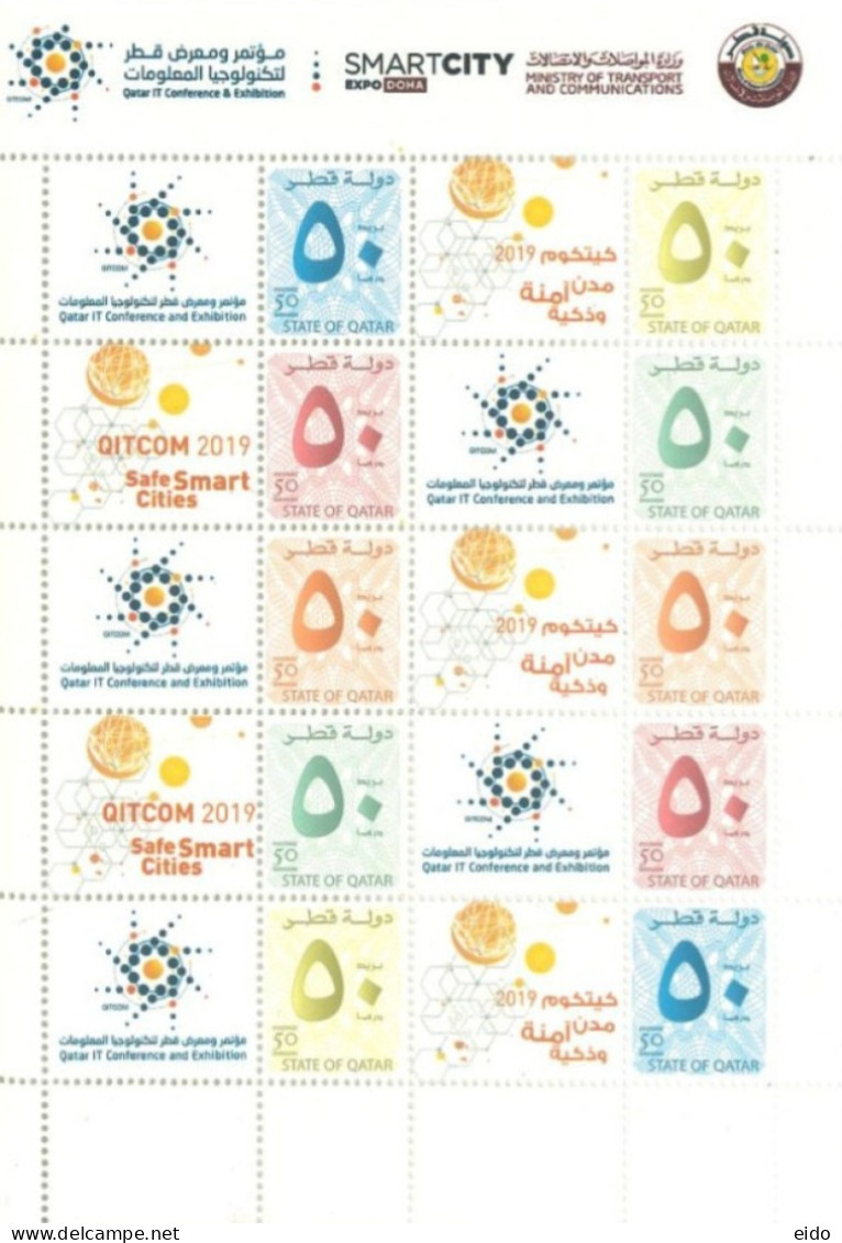 QATAR  -  2019,  MINIATURE STAMPS SHEET OF QATAR IT CONFERENCE & EXHIBITION, UMM (**). - Qatar