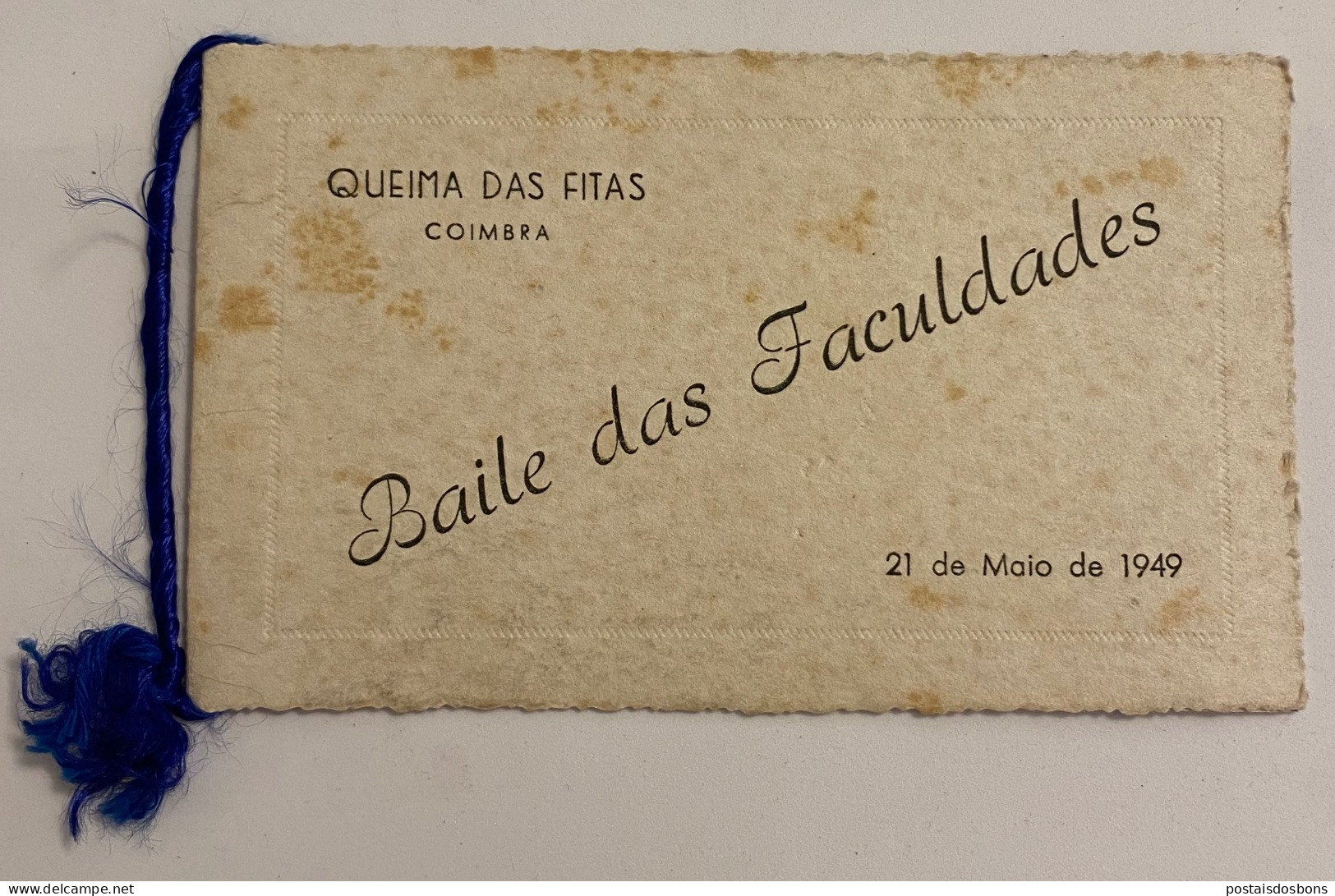 C10A) Menu Ceia BAILE DAS FACULDADES Universidade De Coimbra 21.5.1949 QUEIMA DAS FITAS 9,5x16cm - Menus